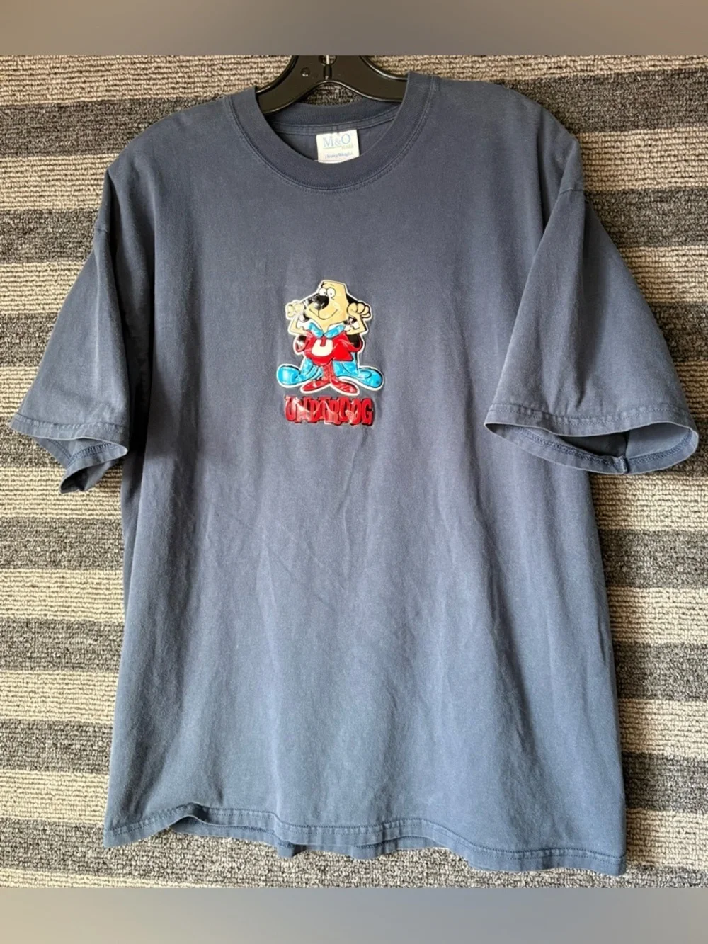 Vintage 90’s Vinyl Embossed Puff Print Underdog Slate Blue T-Shirt Men’s XL - Picture 1 of 5